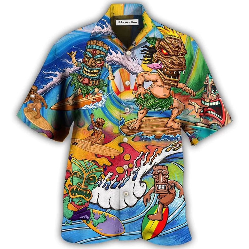 Tiki Surfing Style With Pretty Painting - Hawaiian Shirt