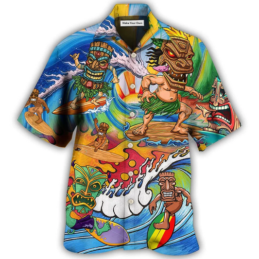 Tiki Surfing Style With Pretty Painting - Hawaiian Shirt