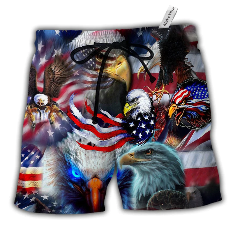 Beach Short / Adults / S Eagle America Soar Like An Eagle - Beach Short Reefox - Owls Matrix LTD