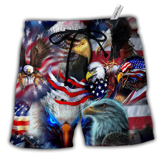 Beach Short / Adults / S Eagle America Soar Like An Eagle - Beach Short Reefox - Owls Matrix LTD