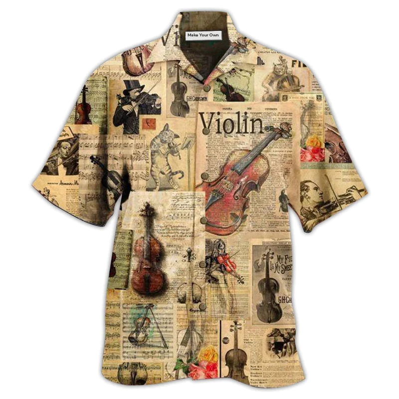 Hawaiian Shirt / Adults / S Violin Love Life Style Vintage Style - Hawaiian Shirt - Reefox