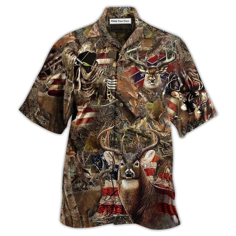 Hawaiian Shirt / Adults / S Hunting Deer Loves Forest America - Hawaiian Shirt - Reefox