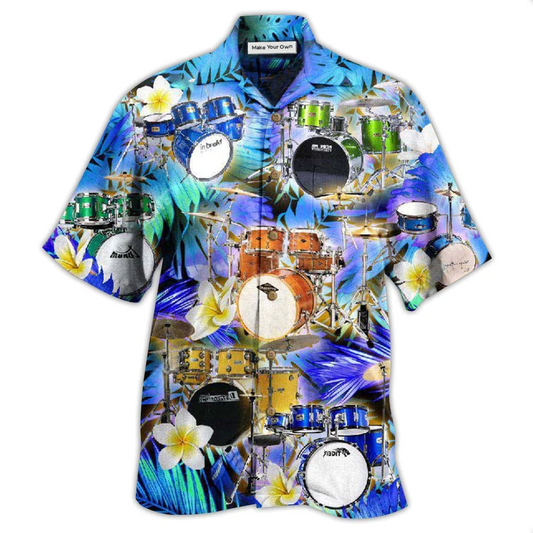 Hawaiian Shirt / Adults / S Drum Music Is Better With Drums And Plumerias - Hawaiian Shirt - Reefox