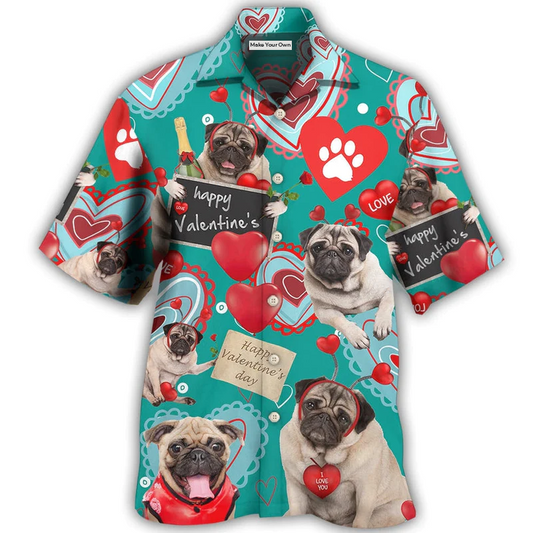Hawaiian Shirt / Adults / S Bulldog Happy Valentine Love Paw - Hawaiian Shirt - Reefox
