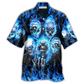 Hawaiian Shirt / Adults / S Skull Blue Skull Angry Style - Hawaiian Shirt - Reefox