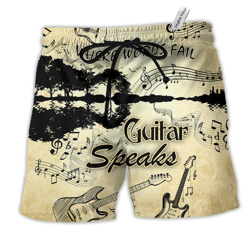 Beach Short / Adults / S Music Guitar Speaks Love It - Beach Short Reefox - Owls Matrix LTD