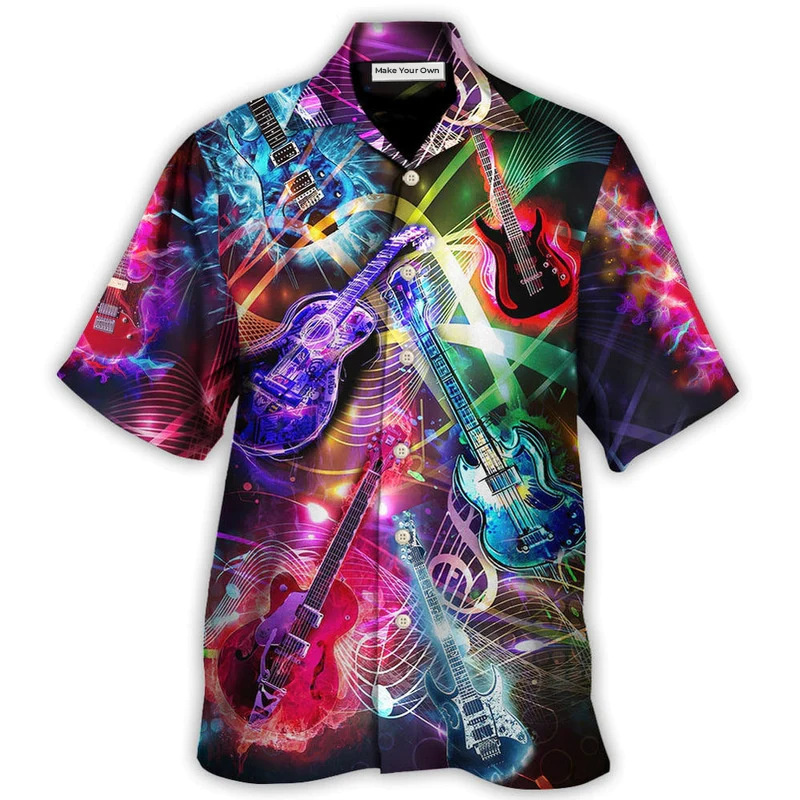 Hawaiian Shirt / Adults / S Guitar Is All You Need Neon Amazing - Hawaiian Shirt - Reefox