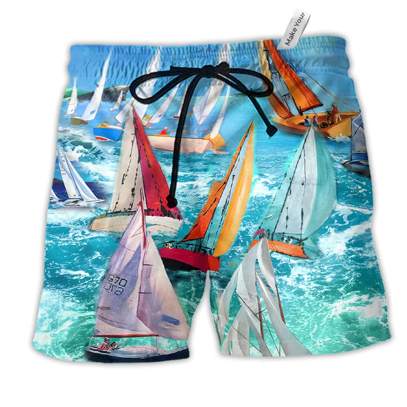 Beach Short / Adults / S Sail Raise The Sails To Catch Thewind - Beach Short Reefox - Owls Matrix LTD