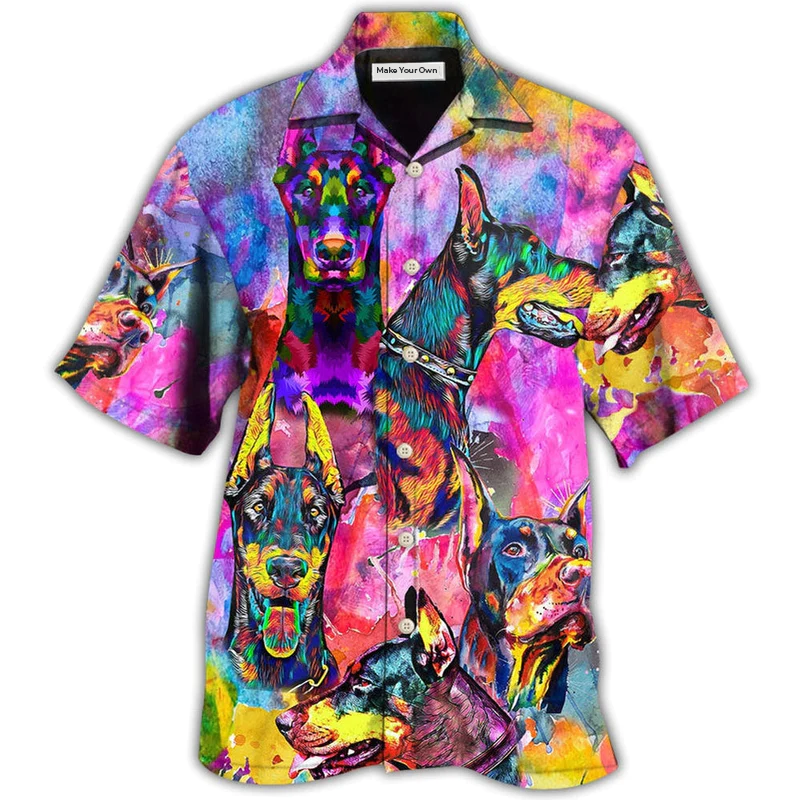 Hawaiian Shirt / Adults / S Doberman Colorful Painting So Cool - Hawaiian Shirt - Reefox