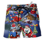 Beach Short / Adults / S Christmas Flying Super Santa Stunning - Beach Short Reefox - Owls Matrix LTD