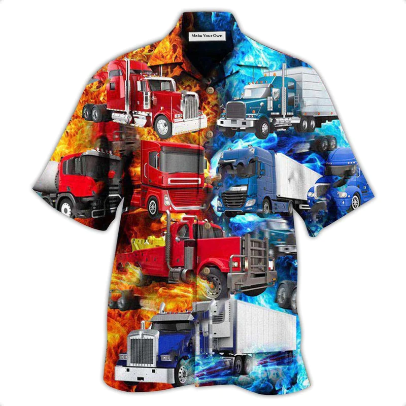 Hawaiian Shirt / Adults / S Truck Keep On Trucking Driver Cool and Hot - Hawaiian Shirt - Reefox