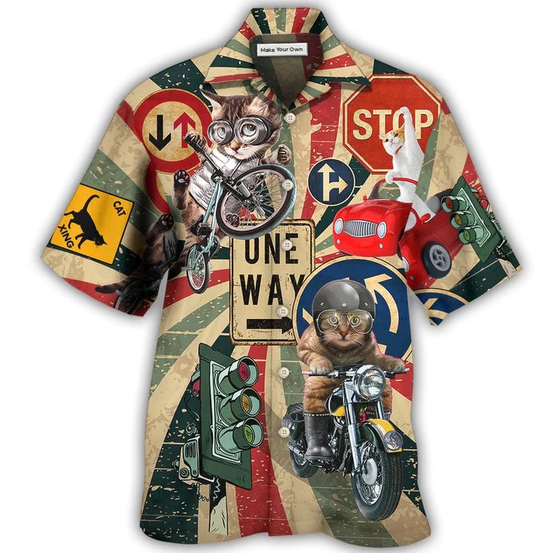 Hawaiian Shirt / Adults / S Cat On My Way Funny - Hawaiian Shirt - Reefox
