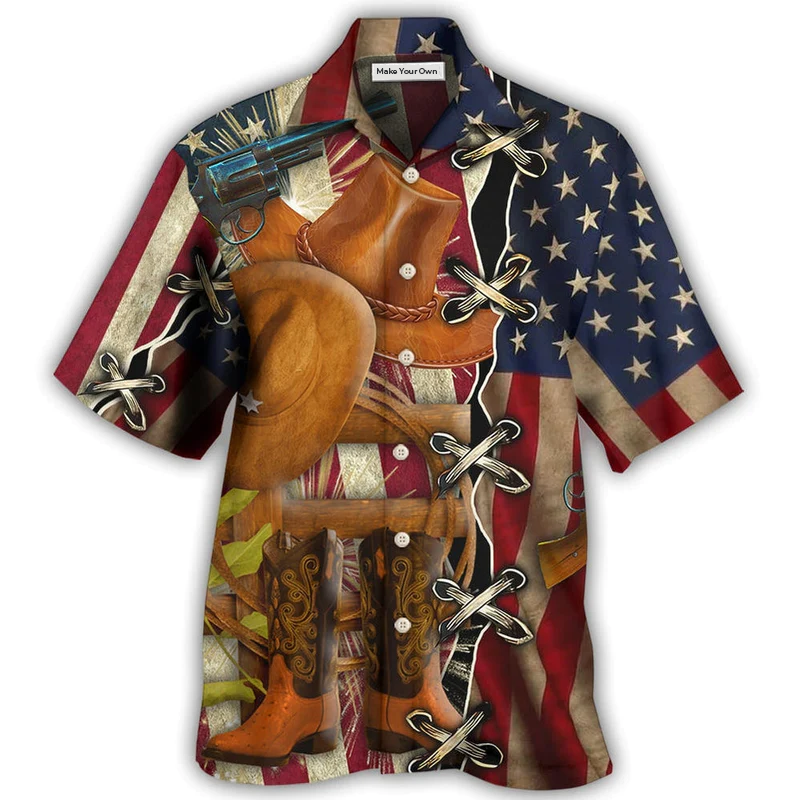 Hawaiian Shirt / Adults / S Cowboy Independence Day American Patriotism - Hawaiian Shirt - Reefox