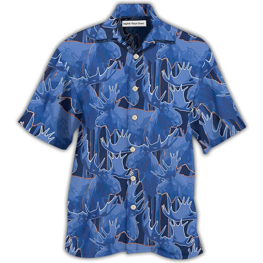 Hawaiian Shirt / Adults / S Moose Blue Beautiful Moose - Hawaiian Shirt - Reefox