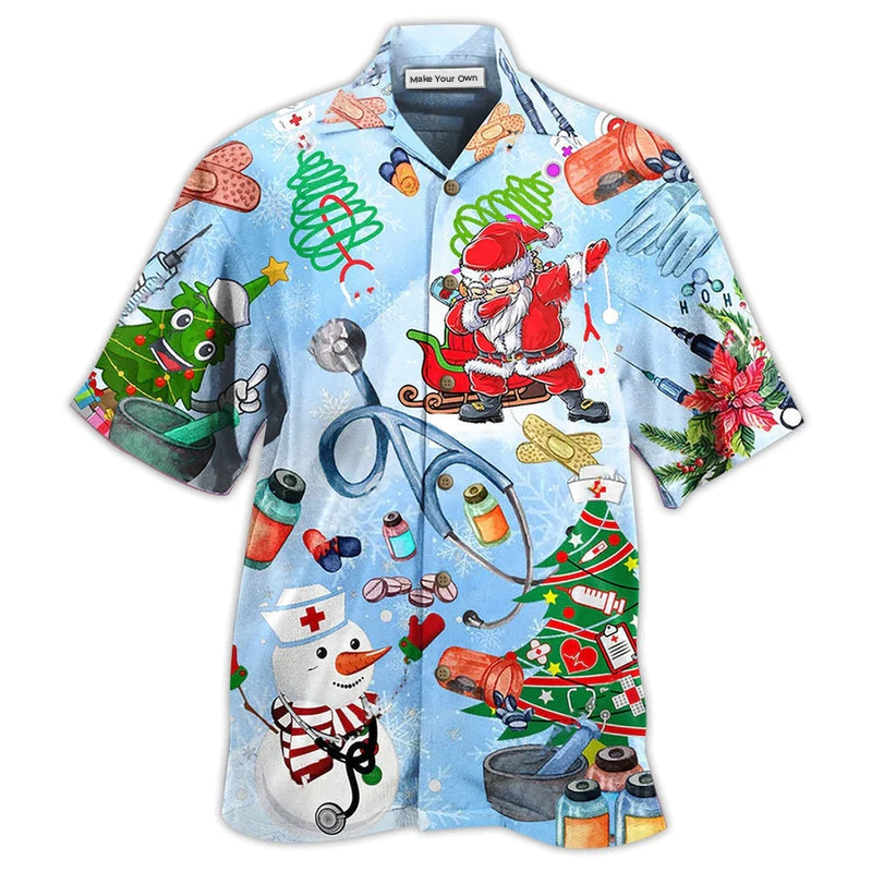 Hawaiian Shirt / Adults / S Nurse Love Xmas Tree - Hawaiian Shirt - Reefox