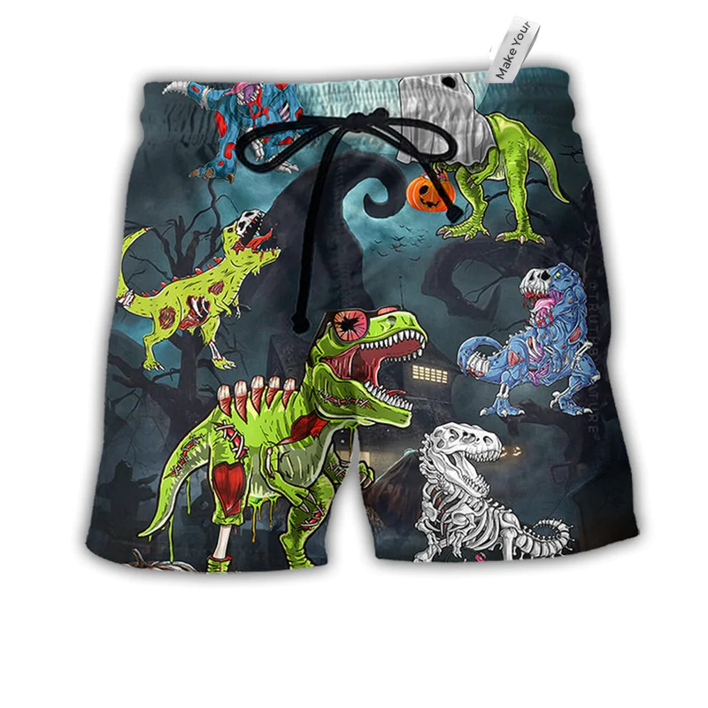 Beach Short / Adults / S Halloween Zombie Saurus Scary - Beach Short Reefox - Owls Matrix LTD
