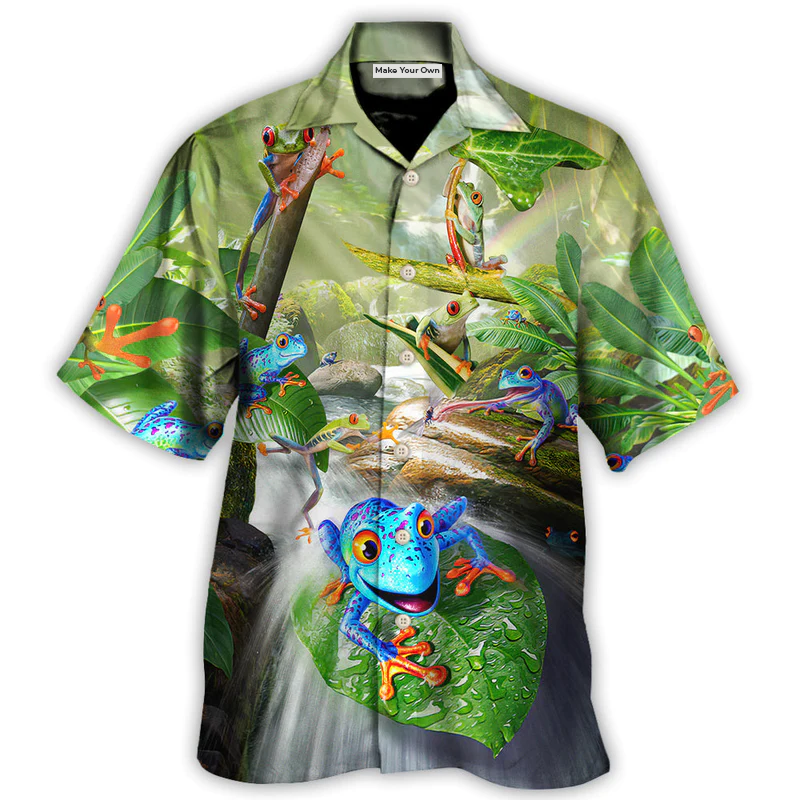 Hawaiian Shirt / Adults / S Frog Every Journey Begins With A Single Hop - Hawaiian Shirt - Reefox