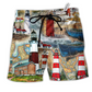 Beach Short / Adults / S Lighthouse The Past Is A Lighthouse Not A Port Classic - Beach Short Reefox - Owls Matrix LTD