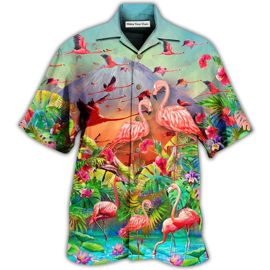 Hawaiian Shirt / Adults / S Flamingo Couple Love - Hawaiian Shirt - Reefox