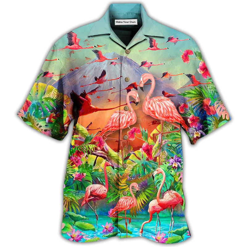 Hawaiian Shirt / Adults / S Flamingo Couple Love - Hawaiian Shirt - Reefox