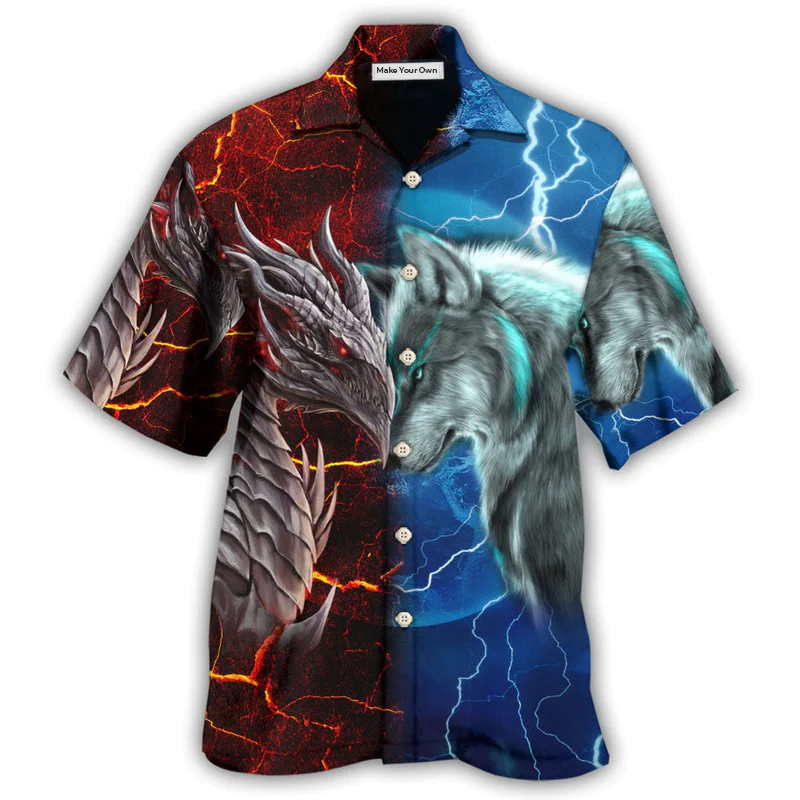 Dragon And Wolf Let's Fight - Hawaiian Shirt - Reefox