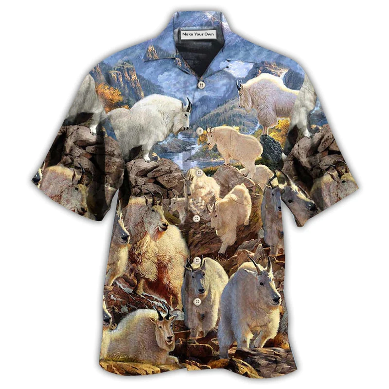 Hawaiian Shirt / Adults / S Goat Animals Amazing Moutain Goats With Snow - Hawaiian Shirt - Reefox