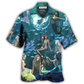 Hawaiian Shirt / Adults / S Mermaid In The Dark Deep Sea - Hawaiian Shirt - Reefox
