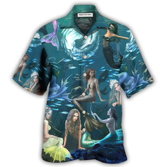 Hawaiian Shirt / Adults / S Mermaid In The Dark Deep Sea - Hawaiian Shirt - Reefox