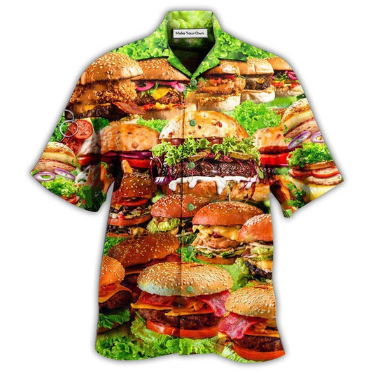 Hawaiian Shirt / Adults / S Food Good Mood Delicious Hamburger - Hawaiian Shirt - Reefox