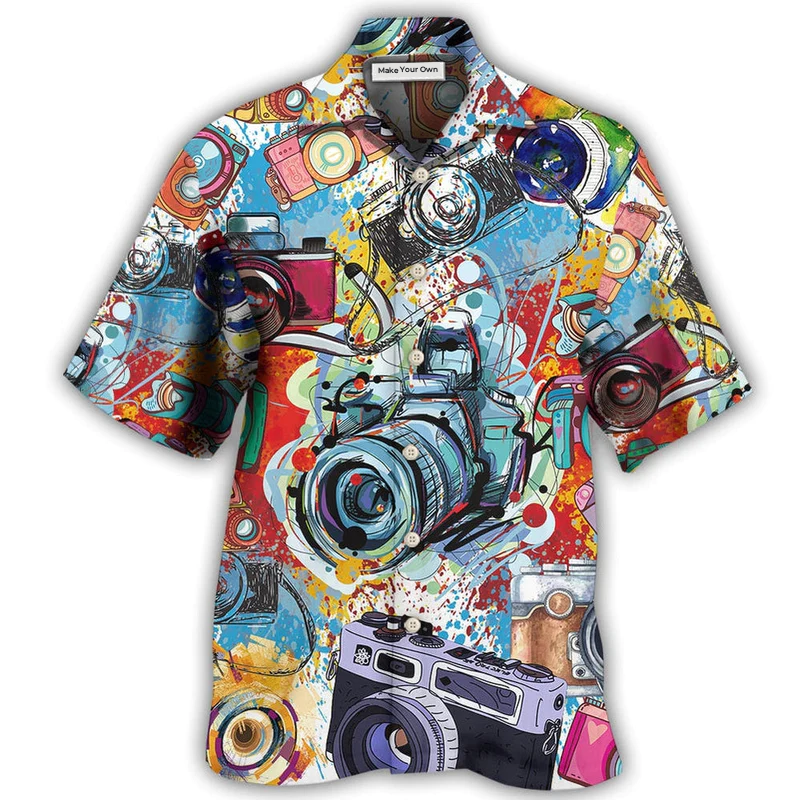 Hawaiian Shirt / Adults / S Camera It's A World Of Cameras - Hawaiian Shirt - Reefox