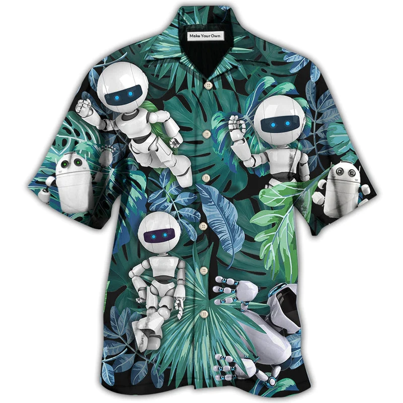 Hawaiian Shirt / Adults / S Robot Tropical Leaf So Excited - Hawaiian Shirt - Reefox