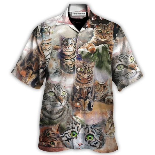 Hawaiian Shirt / Adults / S Tabby Cat Art Daily Portrait - Hawaiian Shirt - Reefox