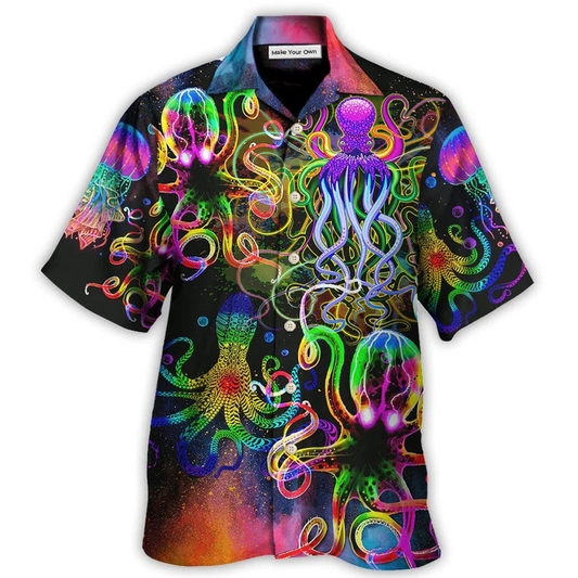 Hawaiian Shirt / Adults / S Octopus With Jellyfish Sea Life - Hawaiian Shirt - Reefox