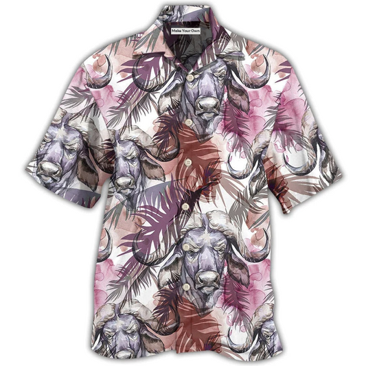Hawaiian Shirt / Adults / S Buffalo Behind Tropical Leaf - Hawaiian Shirt - Reefox
