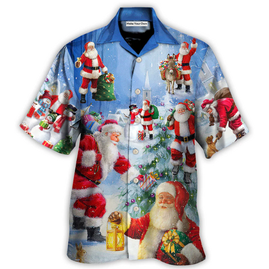 Hawaiian Shirt / Adults / S Christmas Santa Claus Is Coming Story Night Art Style - Hawaiian Shirt - Reefox