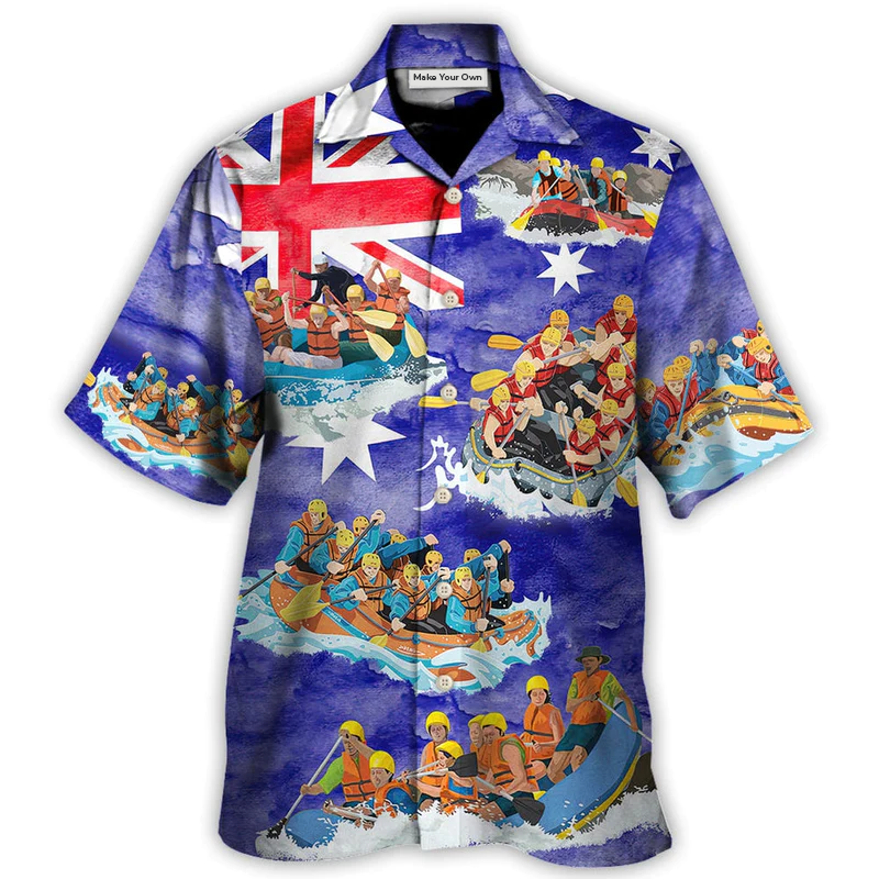 Water Rafting River Rafting Team Funny Lover Australia Flag Vintage Art Style - Hawaiian Shirt - Reefox