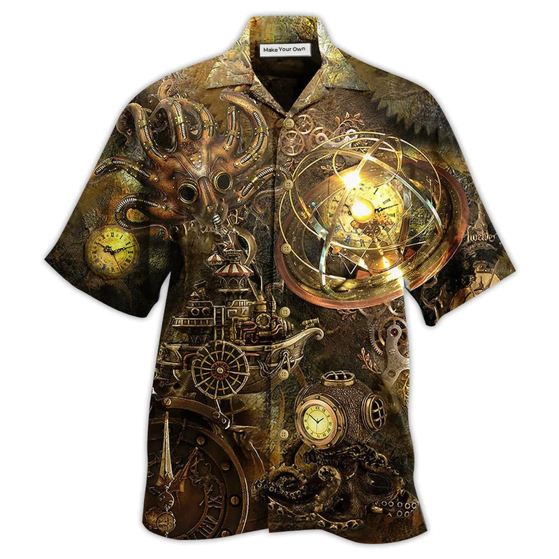 Hawaiian Shirt / Adults / S Octopus Steampunk Revolution - Hawaiian Shirt - Reefox
