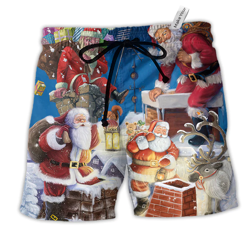 Beach Short / Adults / S Christmas Santa The Way I Come - Beach Short Reefox - Owls Matrix LTD