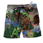 Beach Short / Adults / S Hippie Bigfoot Peace Life Color Green - Beach Short Reefox - Owls Matrix LTD