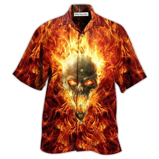Hawaiian Shirt / Adults / S Skull Hot As Hell Psycho As Well - Hawaiian Shirt - Reefox