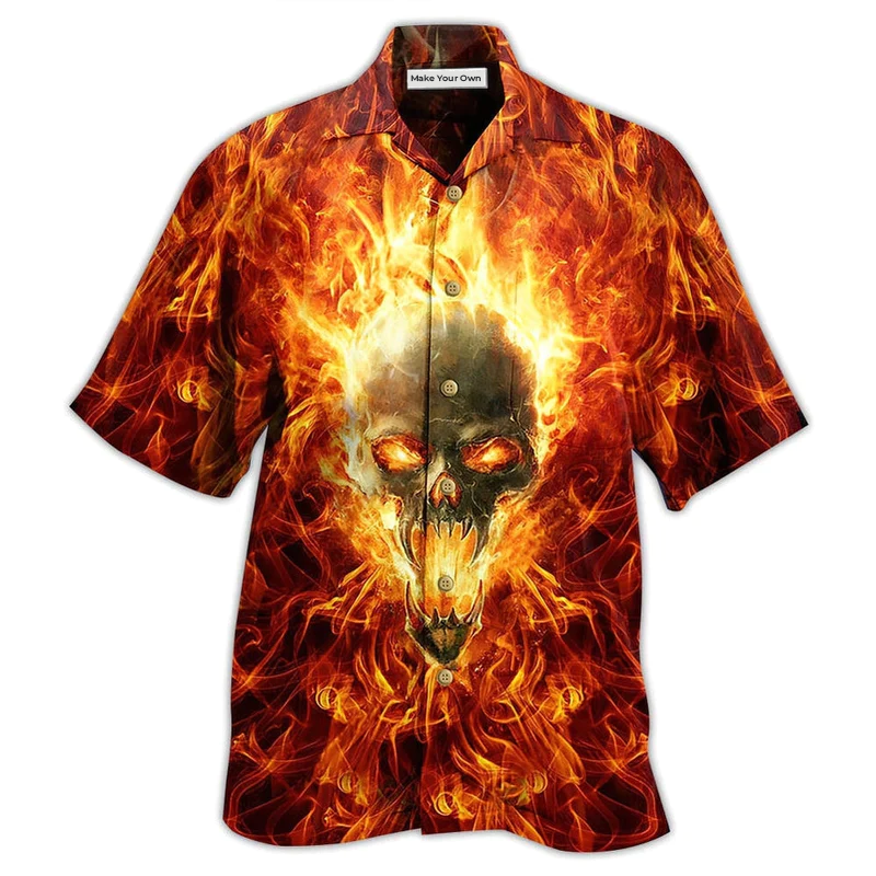 Hawaiian Shirt / Adults / S Skull Hot As Hell Psycho As Well - Hawaiian Shirt - Reefox