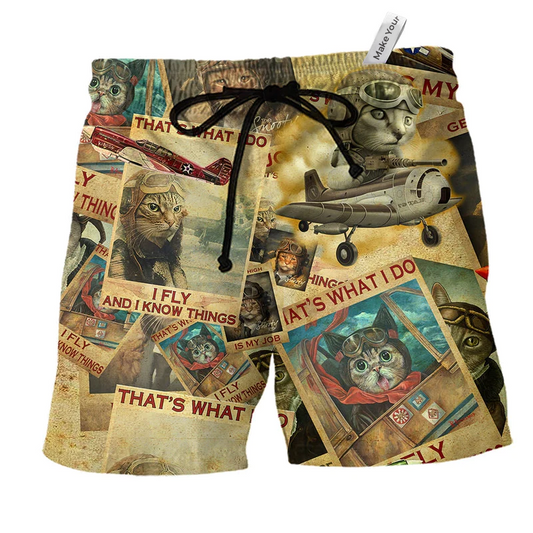 Beach Short / Adults / S Cat Amazing Pilot Cat - Beach Short Reefox - Owls Matrix LTD