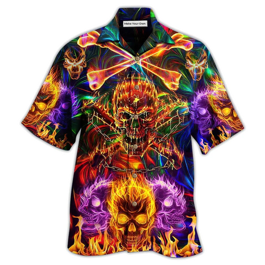 Hawaiian Shirt / Adults / S Skull Fire Angry - Hawaiian Shirt - Reefox