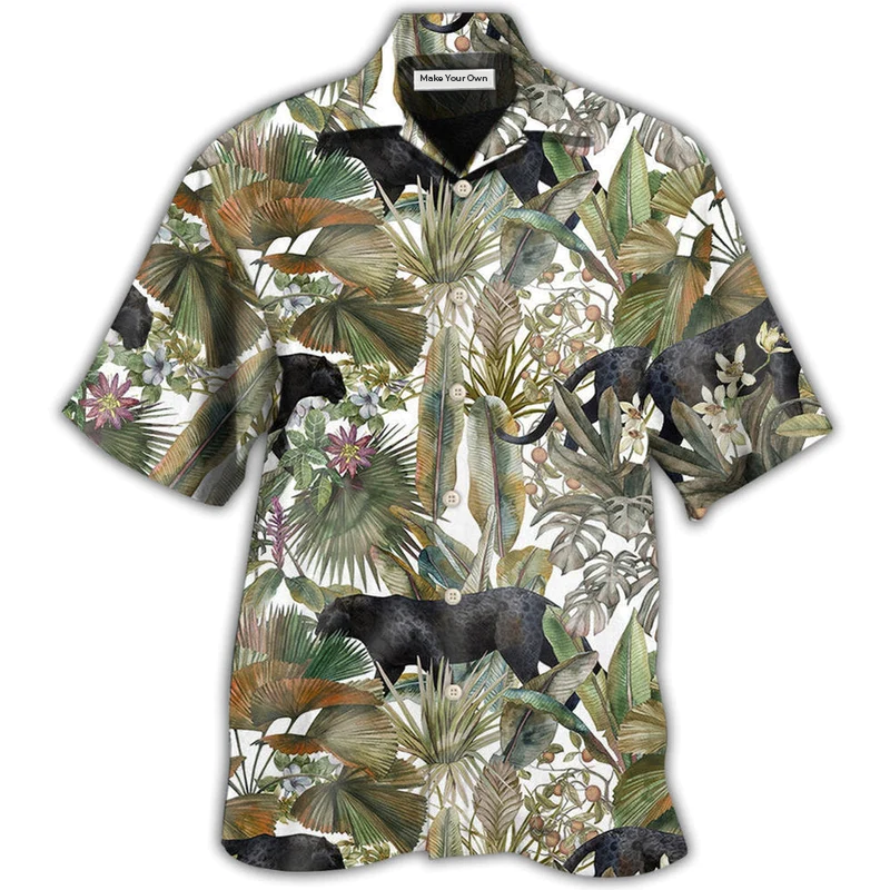 Hawaiian Shirt / Adults / S Panther Tropical Leaf - Hawaiian Shirt - Reefox