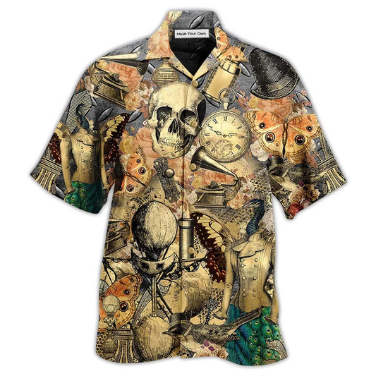 Hawaiian Shirt / Adults / S Skull Retro Style - Hawaiian Shirt - Reefox