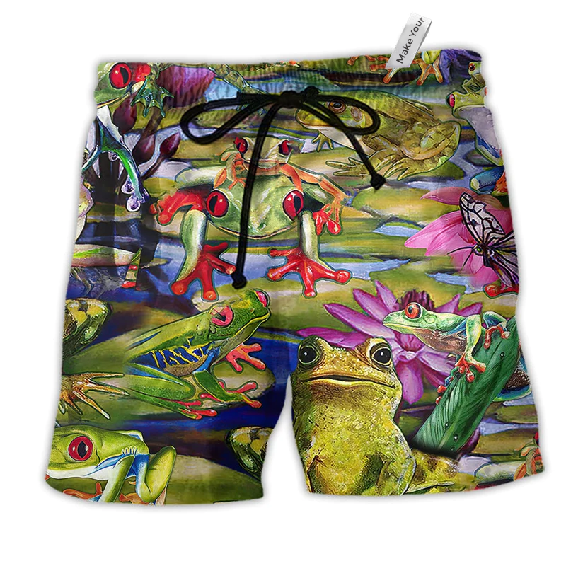 Beach Short / Adults / S Frog Love Lake So Much - Beach Short Reefox - Owls Matrix LTD