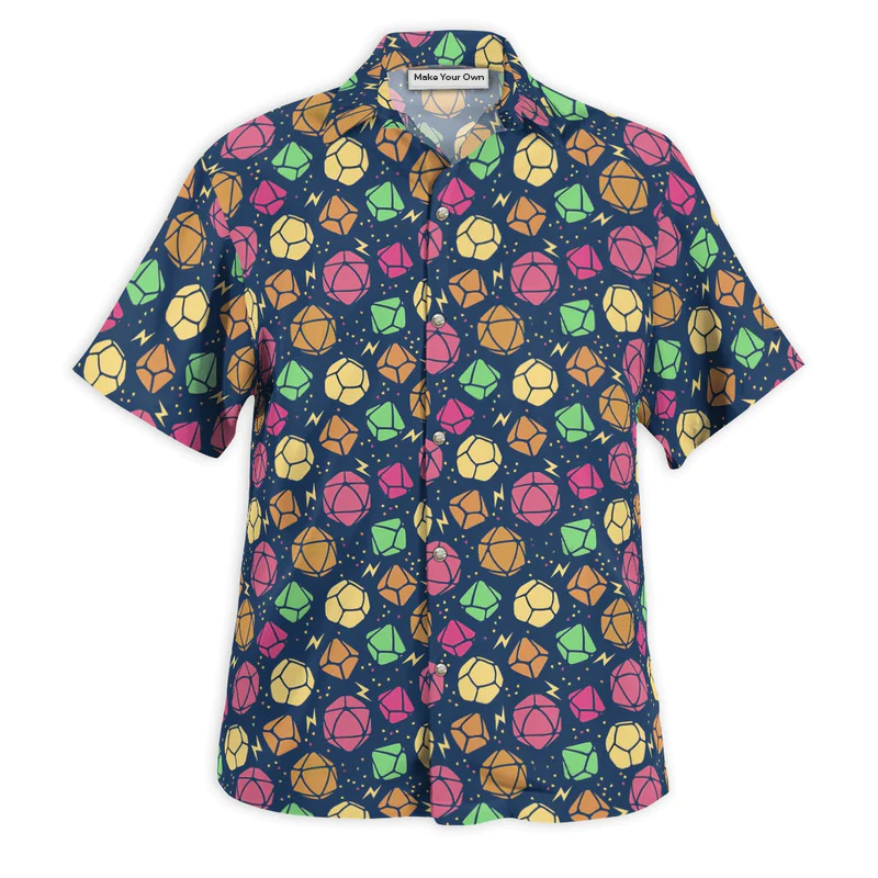 DnD Geeky Dice Thunder Pattern - Hawaiian Shirt - Reefox
