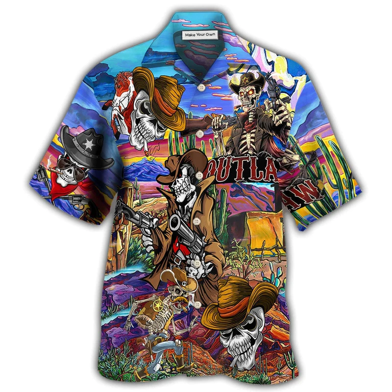 Hawaiian Shirt / Adults / S Cowboy Pirates Skull Love Life Cool - Hawaiian Shirt - Reefox