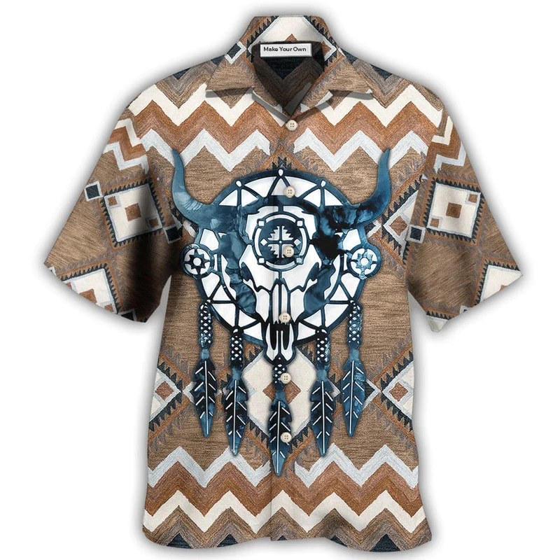 Hawaiian Shirt / Adults / S Native Style Love Peace Skull Dreamcather - Hawaiian Shirt - Reefox