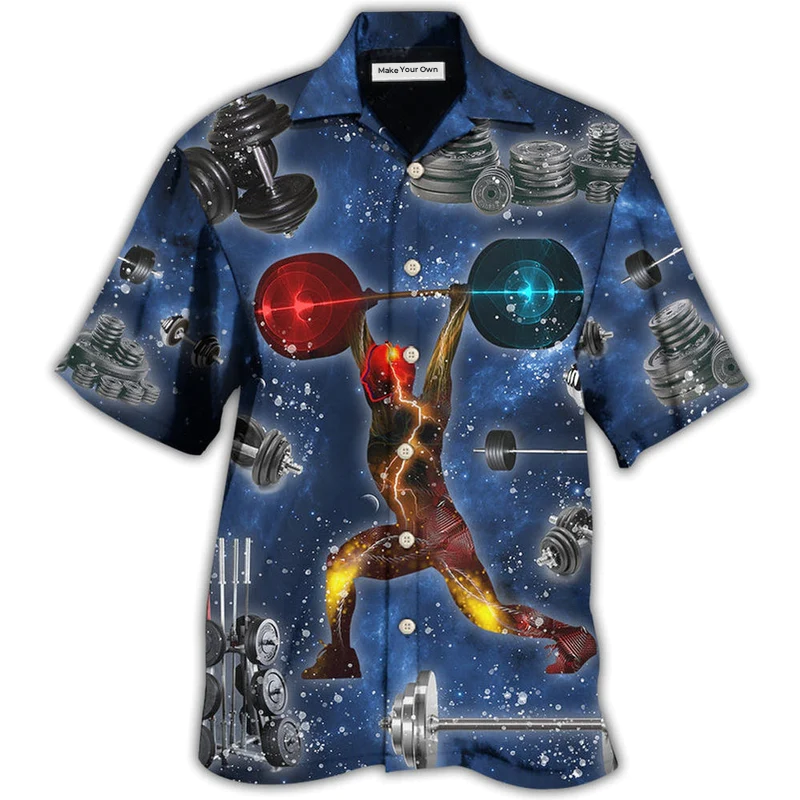 Hawaiian Shirt / Adults / S Weightlifting Power Galaxy - Hawaiian Shirt - Reefox